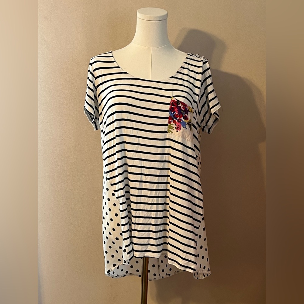 Like New Ezra Striped and Polka Dot Women's Top